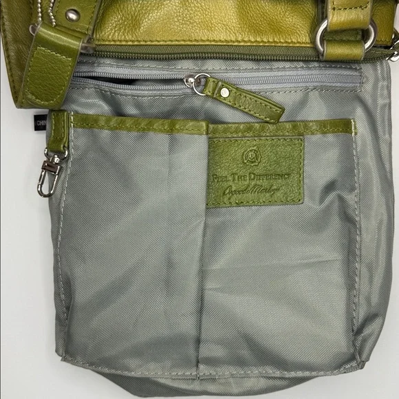 Osgoode Marley olive leather crossbody bag w tons of storage